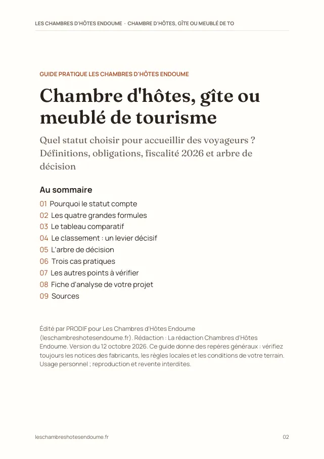 Aperçu de la page 2 de l'ebook Chambre d'hôtes, gîte ou meublé de tourisme