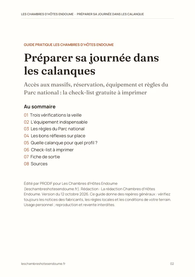 Aperçu de la page 2 de l'ebook Préparer sa journée dans les calanques