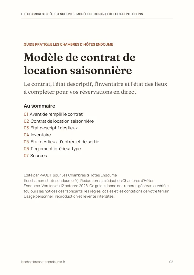 Aperçu de la page 2 de l'ebook Modèle de contrat de location saisonnière