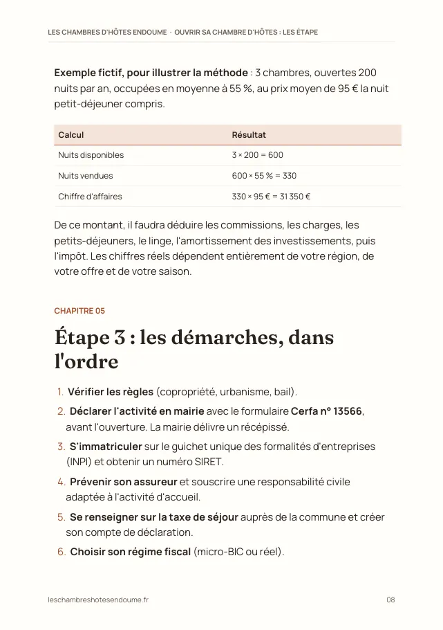 Aperçu de la page 8 de l'ebook Ouvrir sa chambre d'hôtes : les étapes de A à Z